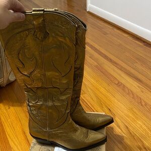 Free People Metallic Gold Cowboy Boots